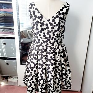 Taylor | Polka Dot Pleated Dress (Sz 14) + Pockets